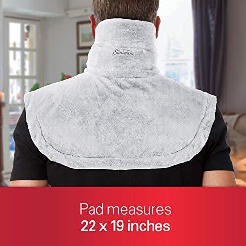 Sunbeam Heating Pad for Neck & Shoulder Pain Relief | Standard Size Renue, 4 Heat Settings with Auto-Off | Grey, 22-Inch x 19-Inch