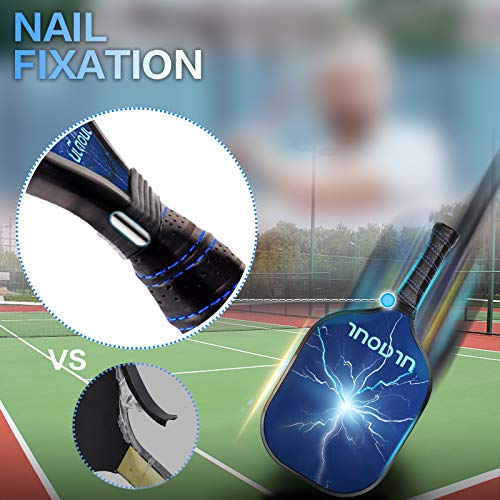 ULAOUL Pickleball Paddles Set of 2 Lightweight Pickleball Rackets Carbon Fiber Surface Polypropylene Honeycomb Core, 4 Pickleball Balls 2 Additional Cushion Grip Strips & 1 Portable Racquet Bag.