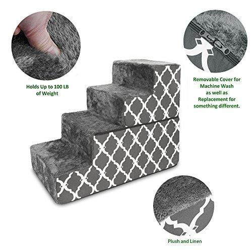 Best Pet Supplies Foldable CertiPUR-US Certified Foam Pet Stairs/Steps