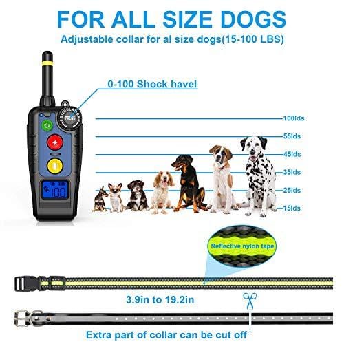 [Newest 2019] Dog Training Collar with Remote | Dog Shock Collar Rechargeable | Electronic Bark Collar 3 Training Modes | Long Range 2000FT & IPX7 Waterproof | E-Collar for Small, Medium, Large Dogs