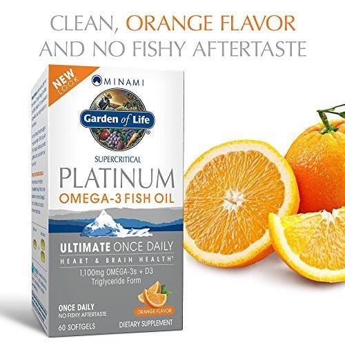 Garden of Life Omega 3 Fish Oil with Vitamin D Once Daily - Minami Platinum Natural Brain Function, Heart and Mood Supplement, 60 Softgels