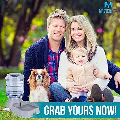 Automatic Dog Water Bowl with Wide Bowl for Dogs Cats Pets Puppy Kitten with 1 Gallon 3.8 Liter Capacity, Replendish Gravity Waterer Easy Cleaning Safety Twist Mouth Ring with Dog Food Recipe Ebook