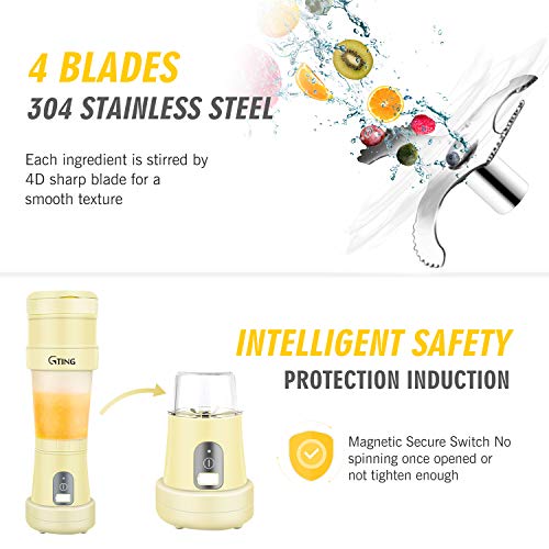 Portable Blender, G-TING Collapsible Personal Smoothies Blender Cordless, Single Serve Mini Blender 500ml USB Rechargeable Small Juice Mixer Portable Juicer Shakes, Smoothies, Home, Travel & Gym