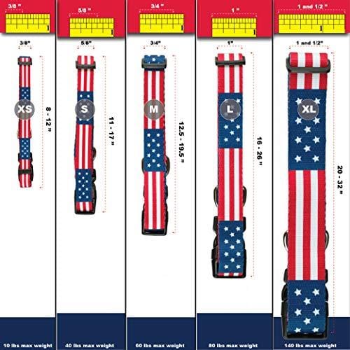 American Flag Dog Collar in 5 Different Sizes Classic (Large)