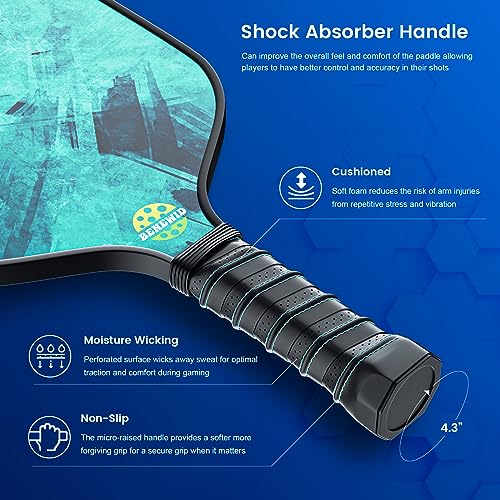 Benewid Pickleball Paddles, Pickleball Paddles Set of 2, Fiberglass Pickleball Set, Lightweight Pickleball Rackets, Pickleball Set with 4 Pickleball Balls and 1 Pickleball Bag Gifts for Men Women