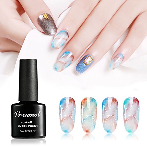 Vrenmol 2 Colors Blossom Gel Polish Soak Off UV LED White Clear Magic Blooming Gel Beautiful Flower Nail Art 0.27 fl.oz.