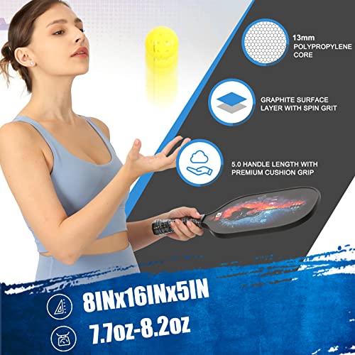 HEICK Pickleball Paddle with Spin Grit,USA Pickleball Approved,for Beginner to Advanced Player,Fiberglass Face,Polypropylene Honeycomb Core,5”Handle,US Major Brand OEM Factory Direct Sales H-MusicG2