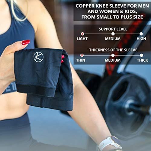 Copper Knee Sleeve - Light Support for Recovery, Arthritis, Running, Joint Pain Relief, Stiff Muscles, Injury - Thin Knee Brace, Non Slip LITE Compression Fit for Women, Men, Kids & Plus Sizes (6XL)