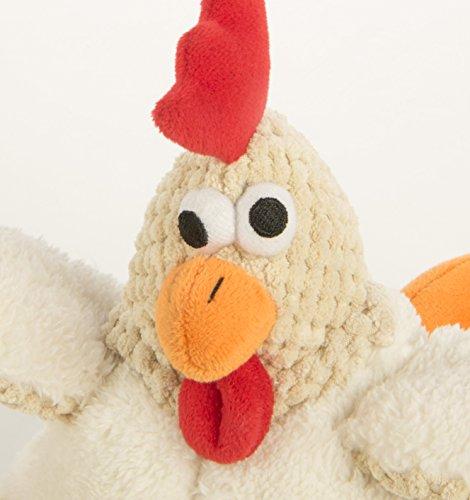 goDog Checkers Fat Rooster With Chew Guard Technology Tough Plush Dog Toy, White, Large