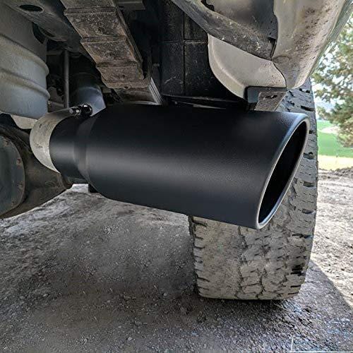 AUTOSAVER88 4 Inch Inlet Black Exhaust tip, 4 x 6 x 15 Inches Universal Stainless Steel Diesel Exhaust Tailpipe Tip for Truck Cars, Bolt/Clamp On Design