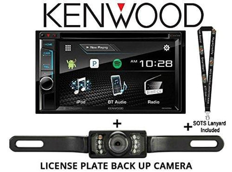 Kenwood DDX395 6.2" in Dash Double Din DVD Receiver with Built in Bluetooth w/Kenwood DDX395 w/SV-5130IR License Plate Style Backup Camera and a SOTS Lanyard