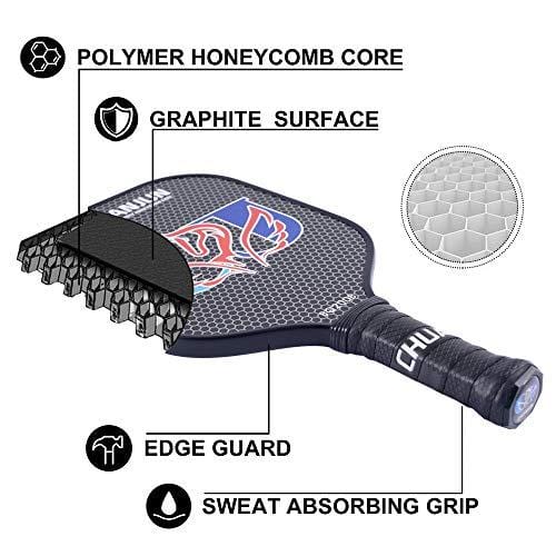 Chuanjun Pickleball Paddle Set - 2 Premium Graphite Rackets Honeycomb Composite Core Balls, Ultra Cushion Grip, Lightweight with Cover, Pickleball Racquet for Men Women Kids Indoor Outdoor