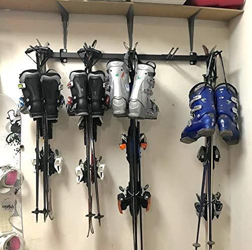 StoreYourBoard Omni Ski and Snowboard Wall Storage Rack, Holds 10 Pairs, Ski Wall Mount, Home and Garage Storage Hanger