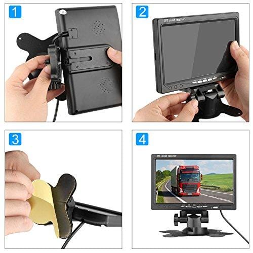 HD 720P Backup Camera and 7" Monitor Kit, 2 Cameras for School Bus/Trailer/RV/Truck/Pick up/Van Rear View Camera Single Power System IP68 Waterproof Night Vision Driving/Reversing Use