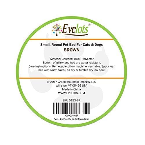 Evelots Soft Pet Bed,For Cats & Dogs, 17"D x 5"H, Brown