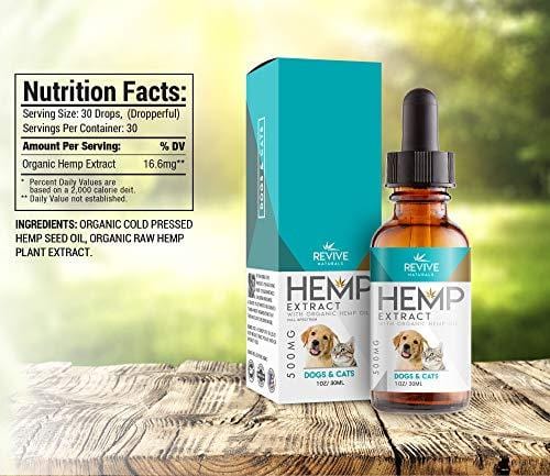 Organic Hemp Oil Extract for Dogs & Cats - 500MG - Helps Relief Joint Pain, Anxiety & Hips Pain for Dog & Cat. Pets Calming Treats. Zero THC, Full Spectrum Hemp Extract, Natural Arthritis Supplement.