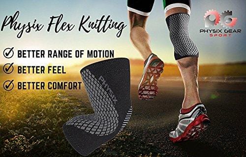 Physix Gear Knee Support Brace - Premium Recovery & Compression Sleeve for Meniscus Tear, ACL, MCL Running & Arthritis - Best Neoprene Stabilizer Wrap for Crossfit, Squats & Workouts (Single Grey L)