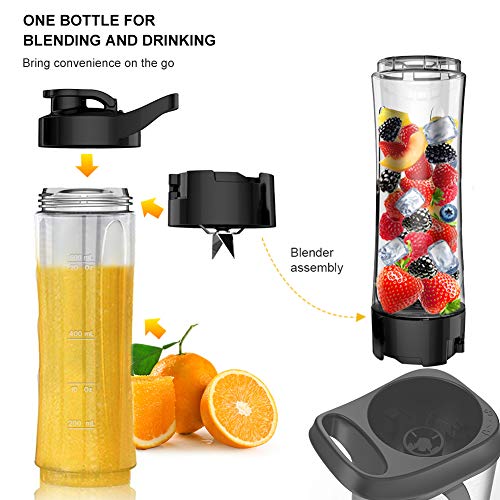 Personal Blender, Sboly Smoothie Blender Single Serve Small Blender for Juice Shakes and Smoothie with 20 oz Tritan BPA-Free Blender Cup, 300W (with Silicone Ice Cube Tray/Bottle Brush)