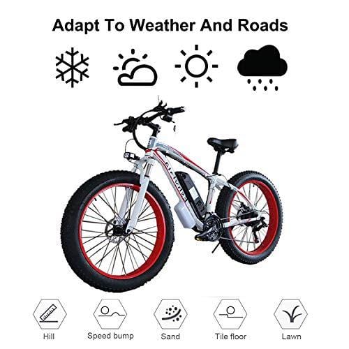 KEANTY 26" Fat Tire Electric Bike, Shimano 21 Speed Beach Snow Mountain Bicycle with Removable 36V/10AH Large Capacity Lithium Battery and 350W Powerful Brushless Motor (US Stock)