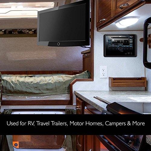 Pyle Double DIN In Dash Car Stereo Head Unit - Wall Mount RV Audio Video Receiver System with Radio, Bluetooth, CD DVD Player, MP3, USB - Includes Remote Control, Power and Wiring Harness - PLRVST400