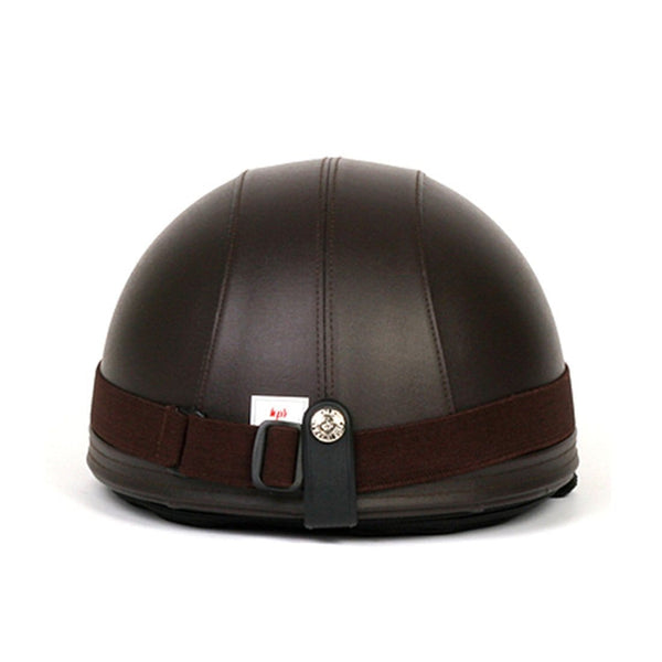 Vintage Motorcycle Motorbike Scooter Half Leather Helmet Brown wlth Free Goggles and One Ganda Anti Electromagnetic Radiation Sticker