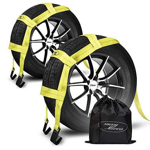 Tow Dolly Straps with Flat Hooks & Carrying Bag (2 Pack) - Essential Vehicle Tow Dolly Strap Harness (10.000 lbs Working Capacity) - Universal Tow Dolly Straps System & Flat Hook Design