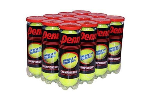 Penn Championship Tennis Balls - Regular Duty Felt Pressurized Tennis Balls -  12 Cans, 36 Balls