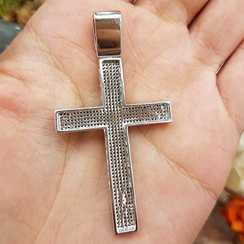 Dazzlingrock Collection 1.20 Carat (ctw) Black Diamond Micro Pave Men's Hip Hop Religious Cross Pendant 1 1/4 CT (Silver Chain Included), Sterling Silver