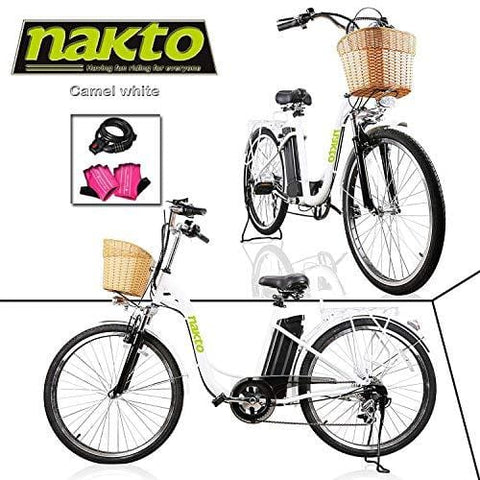NAKTO Adult Electric Bicycles 26" Electric Bikes for 36V/10Ah/12Ah Ebikes(Camel White)