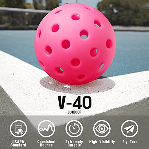 Vvinca Pickleballs 6 Pack Pickleball-Balls Meet USAPA Requirement 40 Holes Outdoor-Pickleballs, Double Tone Luminous Green Blue Pink Tangerine Yellow