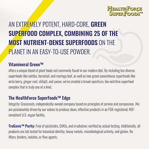 HealthForce SuperFoods Vitamineral Green Powder - 300 Grams - All Natural Green Superfood Complex with Vitamins, Minerals, Amino Acids & Protein - Vegan, Gluten Free - 30 Servings