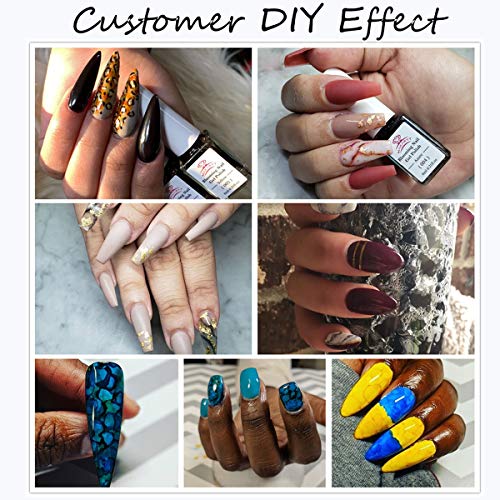 Makartt Blooming Nail Polish, Alcohol Ink Watercolor Pink Blossom Gel Nail Polish Magic Manicuring Kit Work with Transparent Red Marble Nail Vanish Young Nail Art Design,Summer 6 Colors Set