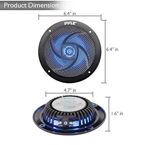 Pyle Marine Speakers - 5.25 Inch 2 Way Waterproof and Weather Resistant Outdoor Audio Stereo Sound System with LED Lights, 180 Watt Power and Low Profile Slim Style - 1 Pair - PLMRS53BL (Black)