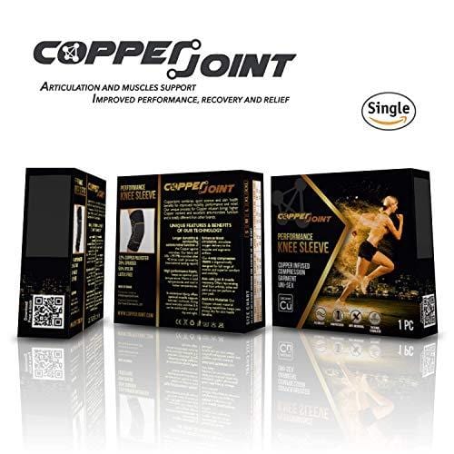 CopperJoint – Copper-Infused Performance Compression Knee Sleeve, Promotes Increased Blood Flow to The Knee and Provides Enhanced Compression and Support for Athletes, Single Sleeve (Small)