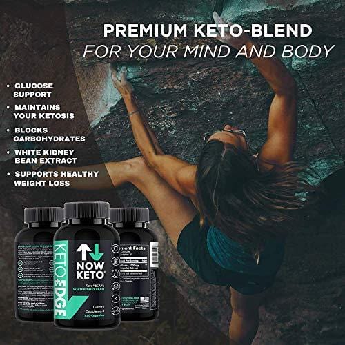 NOW KETO® Keto+Edge White Kidney Bean Supplement Capsules | Best Ketosis Supplement to Block Carbohydrate Absorption | Delays in The Breakdown of Dietary Starches | 60 Capsules