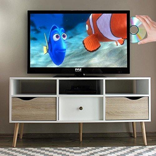 Pyle 21.5" 1080p LED TV, Multimedia Disc Player, Ultra HD TV, LED Hi Res Widescreen Monitor w/ HDMI Cable RCA Input, LED TV Monitor, Audio Streaming, Mac PC, Stereo Speakers, Wall Mount (PTVDLED22)