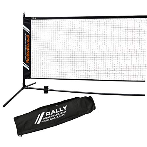 Rally Portable Light Pickleball Net - 20 Foot Lightweight Portable Pickleball Net and Frame - Regulation Height - Easy Set-Up and Take Down (Enhanced Strength Steel Tube Frame + Net + Carry Bag)