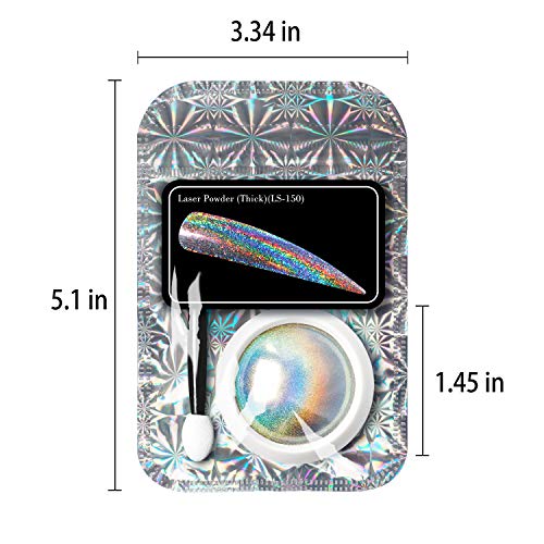 Holographic Chrome Nail Powder, Unicorn Mirror Effect Premium Salon Rainbow Nail Glitter Manicure Pigments, 0.04oz/1g