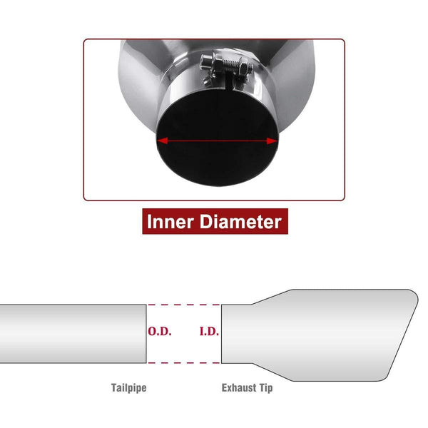 Upower Universal diesel tips inlet 4'' to outlet 7'' Exhaust Tips 18" Long Mirror Polish Stainless Steel Exhaust Tailpipe Bolt On