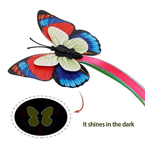 Zenes Butterfly Cat Toy - Electric Flutter Rotating Butterfly, Funny Cat Teaser Toy Two Replacement, White