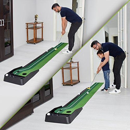 Indoor Golf Putting Green – Portable Mat with Auto Ball Return Function – Mini Golf Practice Training Aid, Game and Gift for Home, Office, Outdoor Use – 3 Bonus Balls [product _type] Abco Tech - Ultra Pickleball - The Pickleball Paddle MegaStore