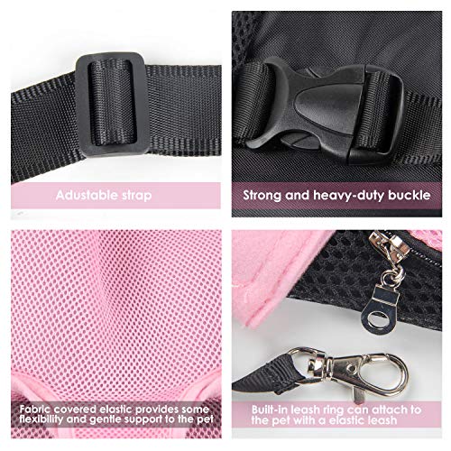 YINGJEE Dog Carrier Pink Legs Out Front Pet Carrier Backpack Comfortable Puppy Bag with Shoulder Strap and Sling for Travel Hiking Camping Outdoor