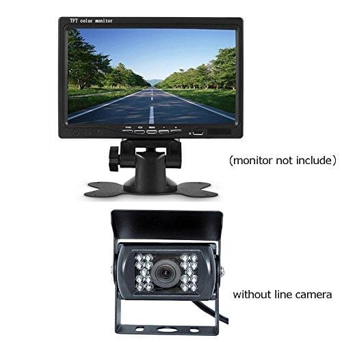 Camecho Truck Backup Camera Heavy Duty 18 LED IR Night Vision Waterproof Vehicle Rear View Camera 12 V 24V Backup Camera Without Guide Line (Rear Camera + 32.8 ft Cable)