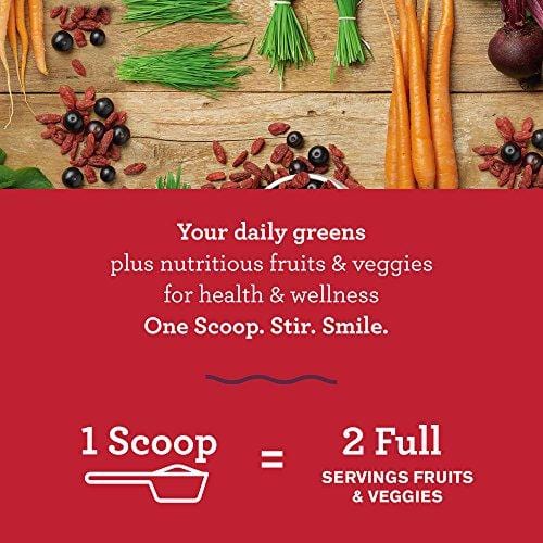 Amazing Grass Green Superfood Organic Powder with Wheat Grass and 7 Super Greens, Flavor: Berry, 30 Servings, 1 scoop = 2 servings of veggies