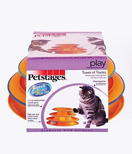 Petstages Tower of Tracks Cat Toy - 3 Levels of Interactive Play - Circle Track with Moving Balls Satisfies Kitty's Hunting, Chasing, and Exercising Needs