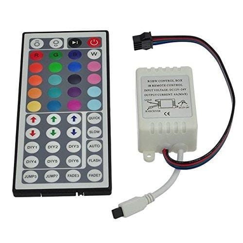 LEDwholesalers 12-Volt 16.4-ft RGB Color-Changing Kit with Controller and IR Remote, Power Supply, and LED Strip in White PCB, 2034RGB-R2+3369+3208