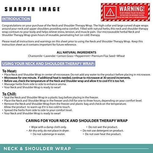 Sharper Image Neck and Shoulder Wrap Pillow Hot and Cold Microwavable Heating Pad with Herbal Aromatherapy for Muscle Pain and Tension Relief Therapy, Cold Compress, Natural Lavender Scent (Lavender)