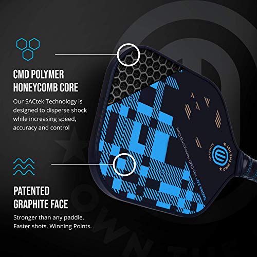 OWN THE NET Pickleball Paddles, USA-Based Brand, Premium Pickleball Paddle Set with Patented Carbon Fiber Graphite, Includes 2 Paddle Covers and 2 Outdoor Balls with Carry Bag (Sky Blue)