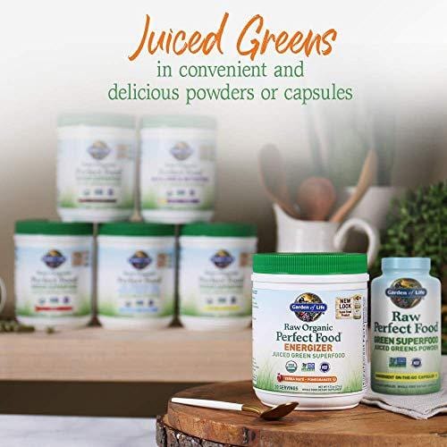 Garden of Life Raw Organic Perfect Food Energizer Juiced Green Superfood Greens Powder - Yerba Mate, Pomegranate, 30 Servings (Packaging May Vary) - Vegan Gluten Free Whole Food Dietary Supplement