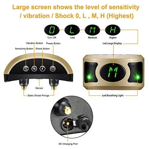 Allenker 2019 Upgrade Version Dog Bark Collar with Beep Vibration Static Shock - 3 Levels Sensitivity, Rechargeable Bark Collar for Small Dogs Medium Large Dogs with Breathing Light – Rainproof